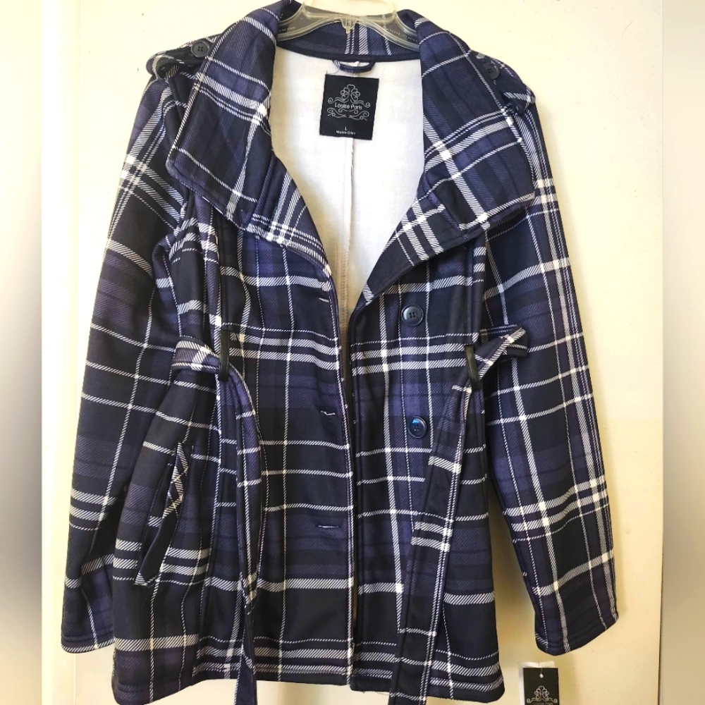Ladies Blue Plaid Jacket-size large-brand new
